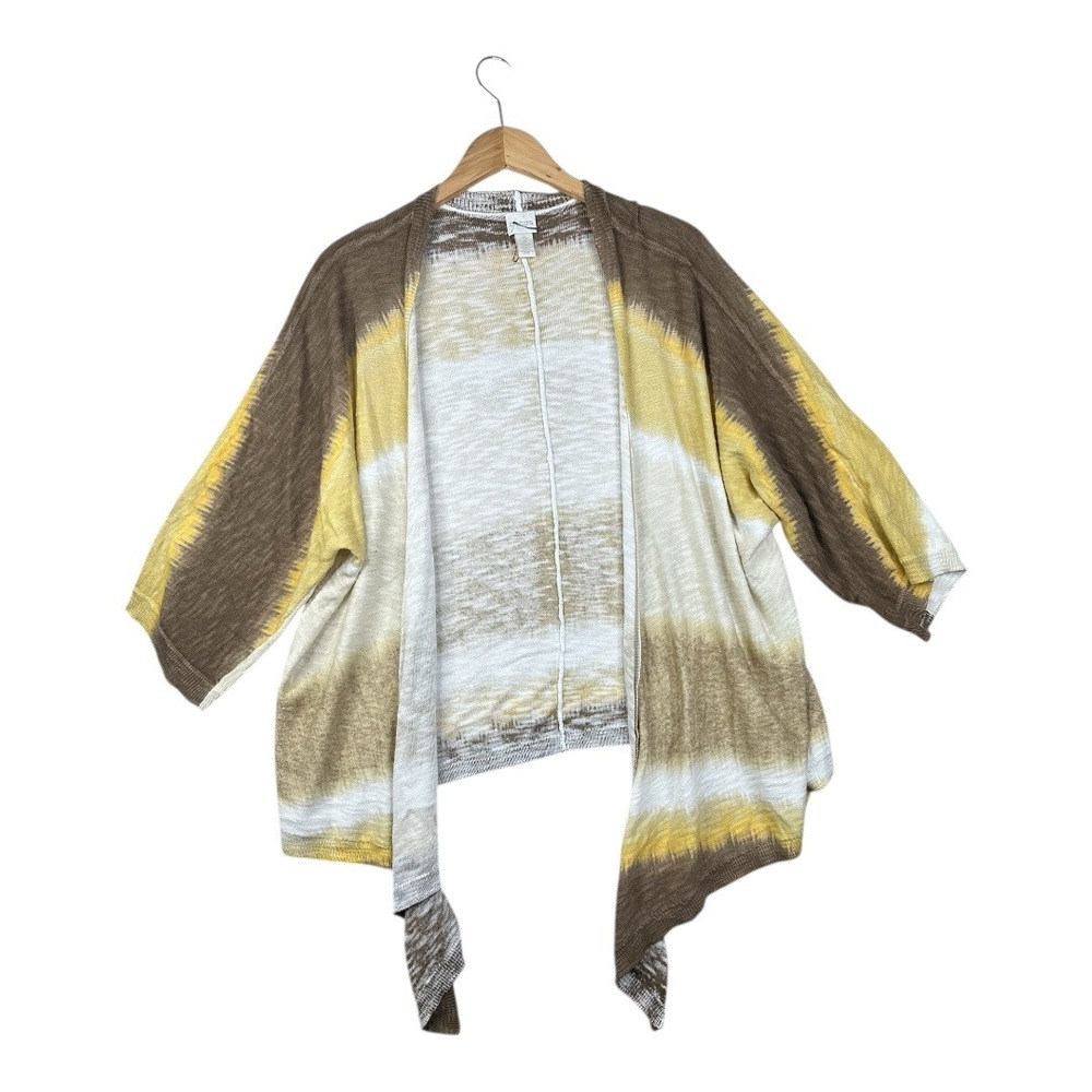 Chico's Open Cardigan size 2 (Large)‎ Brown/Yellow/White